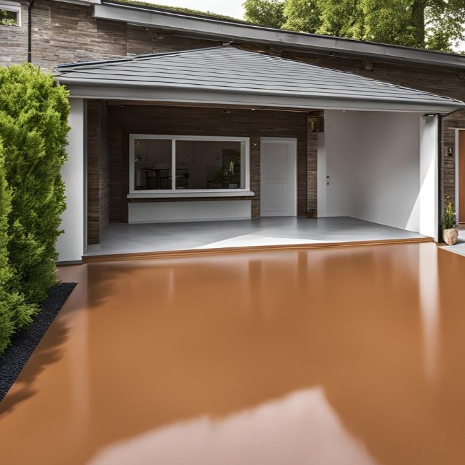 A brown epoxy resin flooring for an outside driveway.