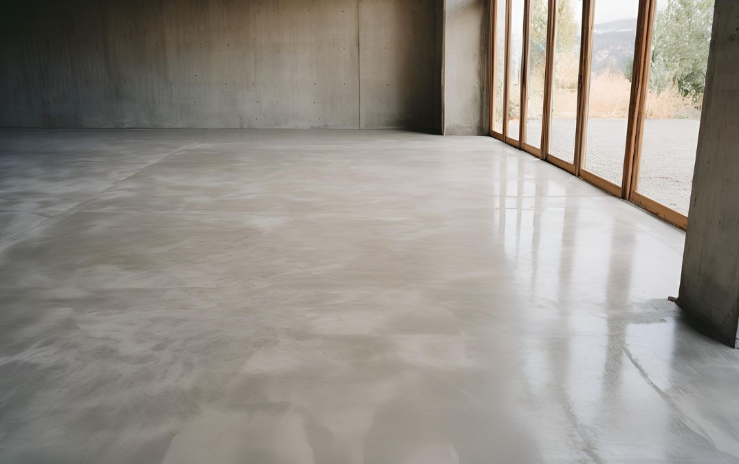 A freshly laid concrete floor at the start of its life