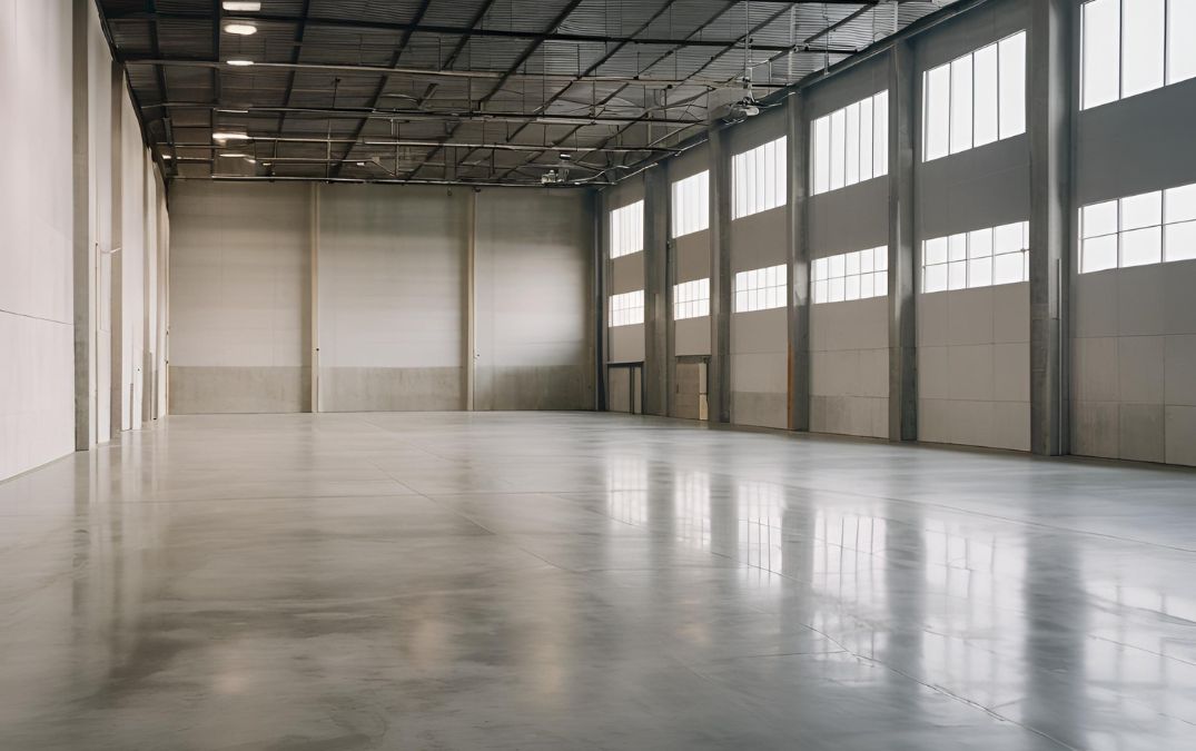 An old concrete floor in a warehouse