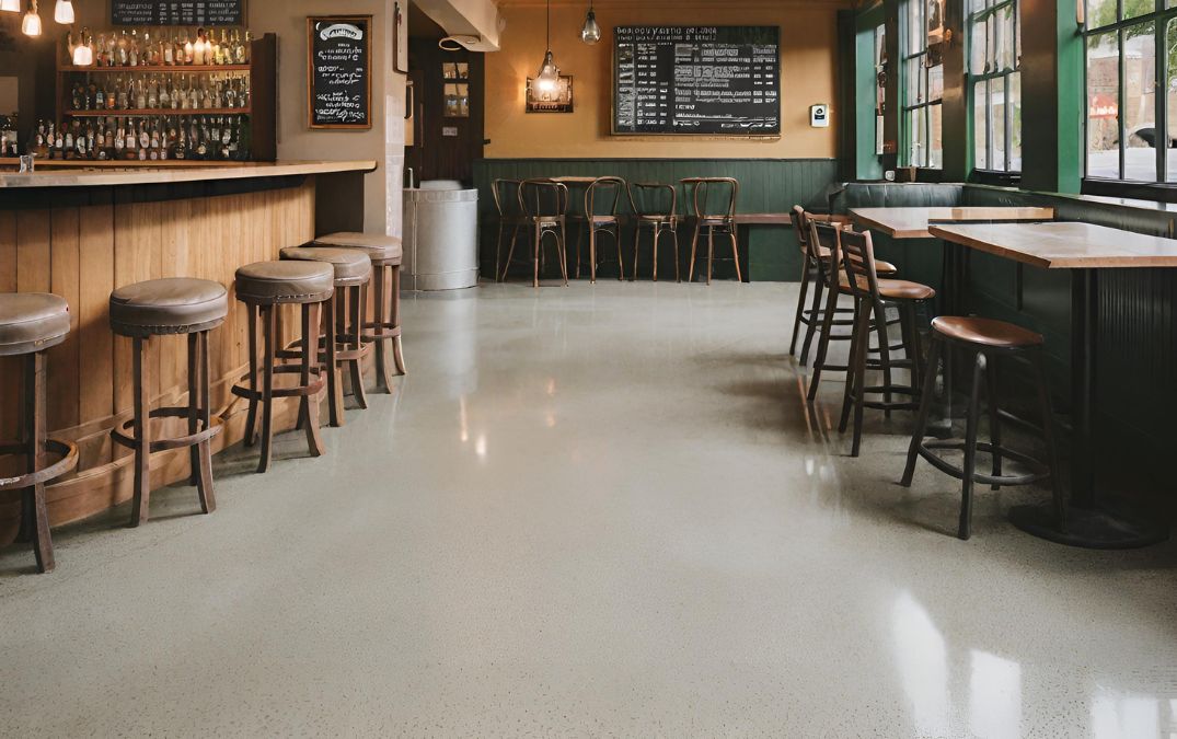 A pub in Bournemouth with a polished concrete overlay floor.