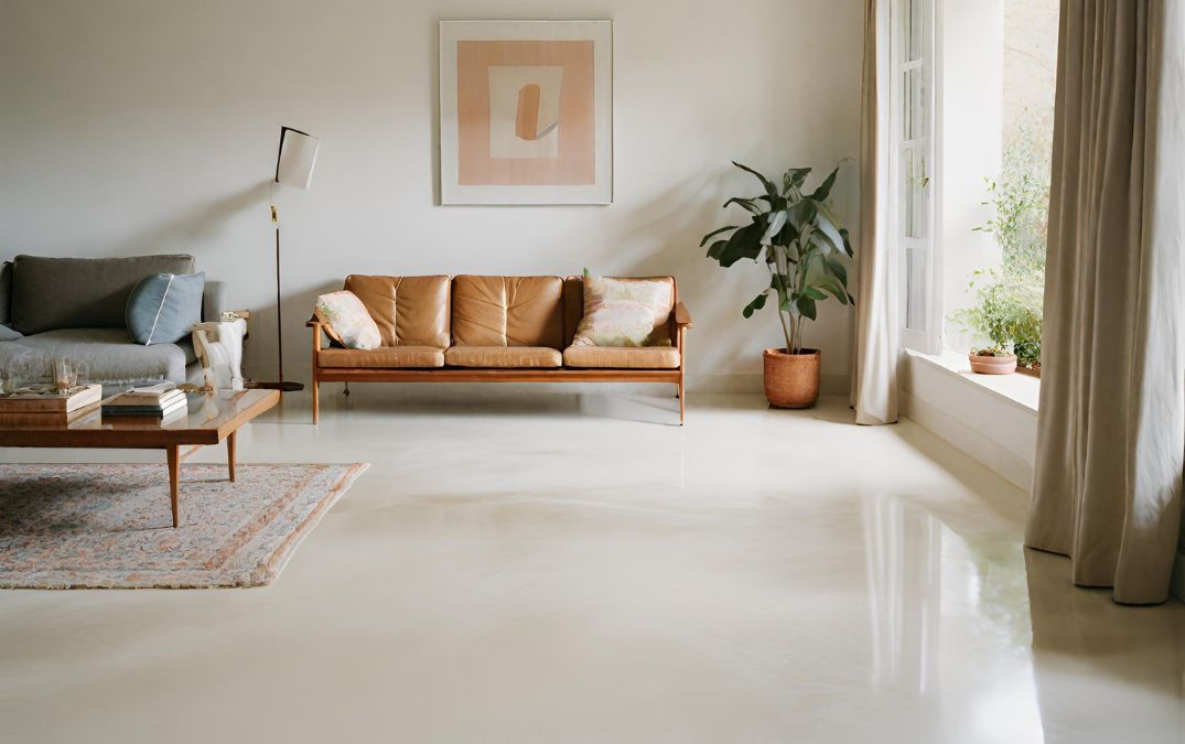 The best flooring money can buy for a living room, polished concrete.