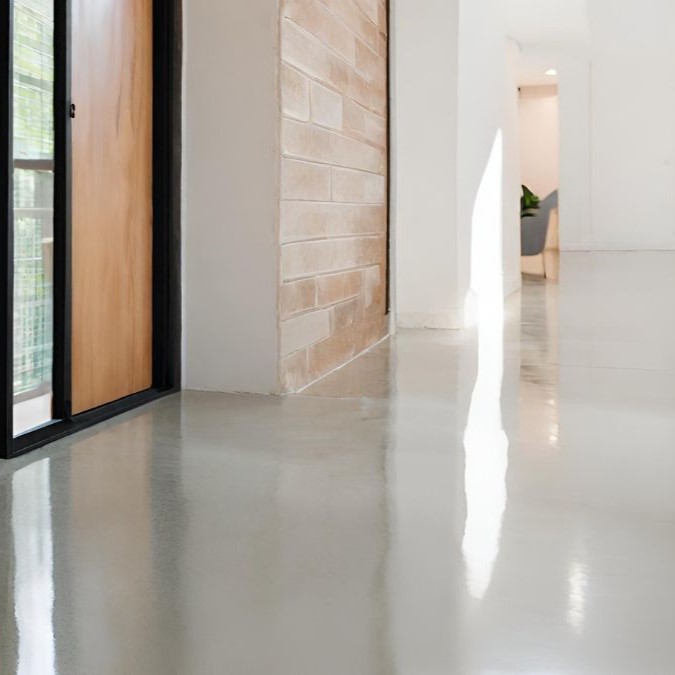 Freshly laid concrete floor in a new build.