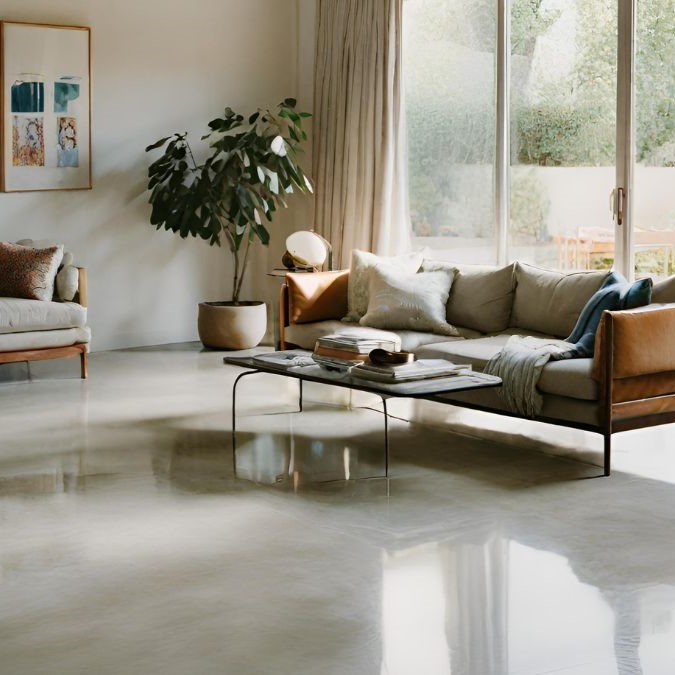 A clean concrete floor that has been prepared for polishing.