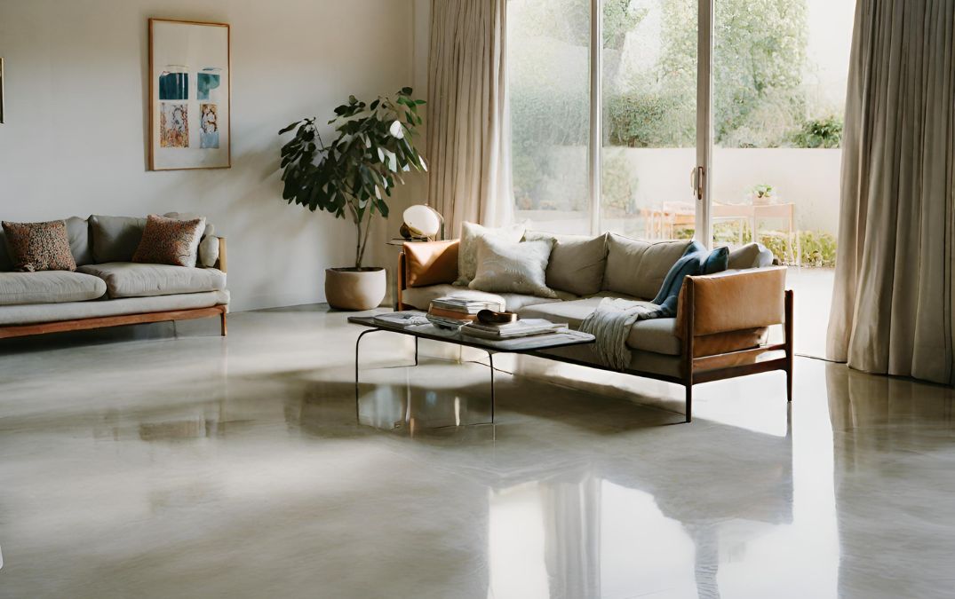 A clean concrete floor that has been prepared for polishing.