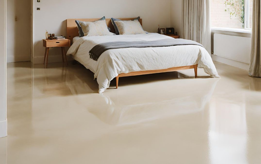 A concrete floor being polished in a residential home.