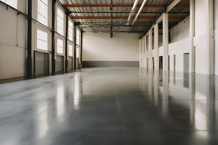 an industrial floor in Exeter that has had its concrete polishing