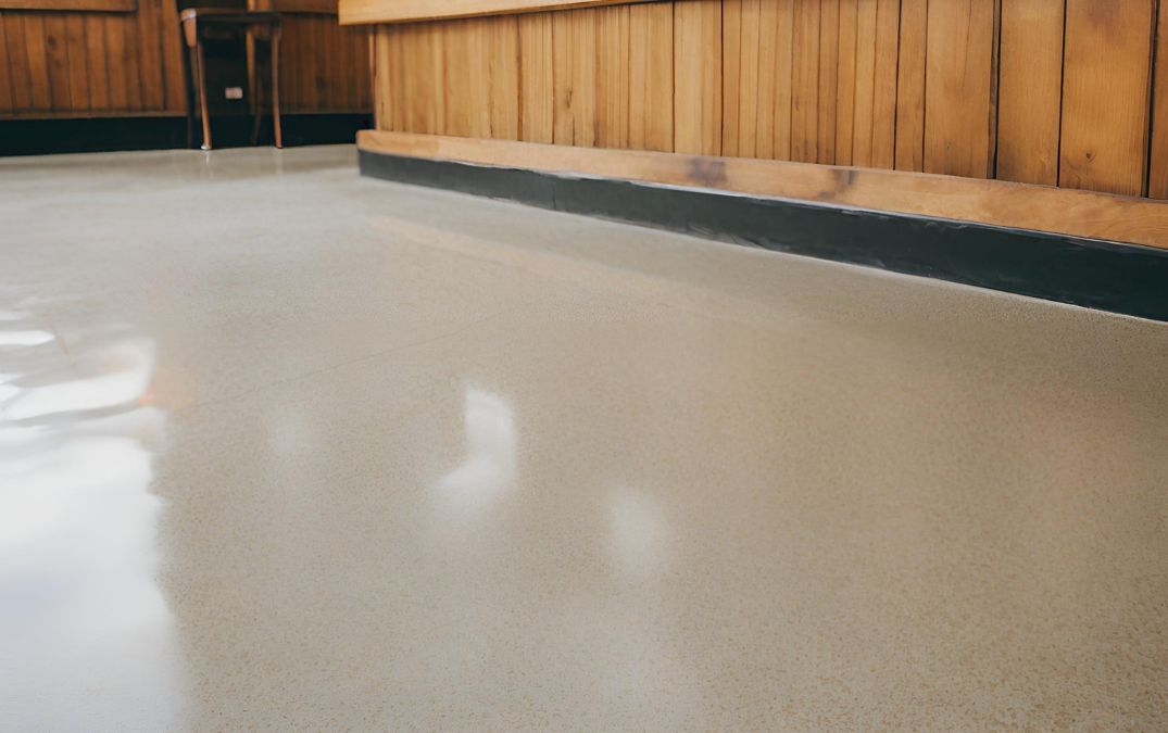 an exposed-aggregate polished concrete floor.