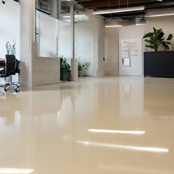 polished concrete floor for a commercial office space