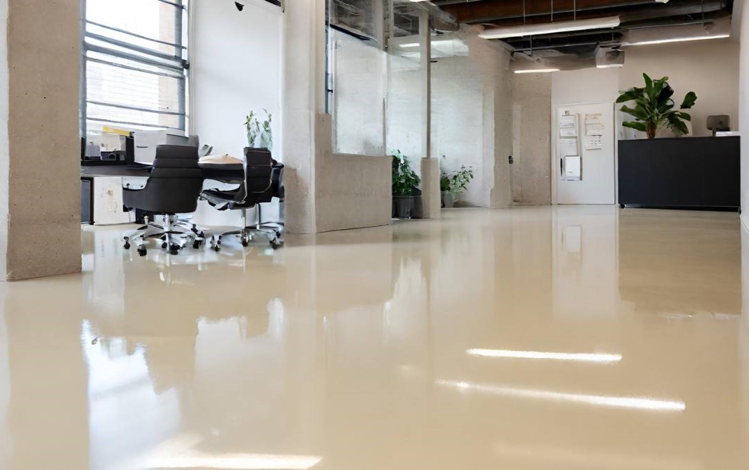 polished concrete floor for a commercial office space