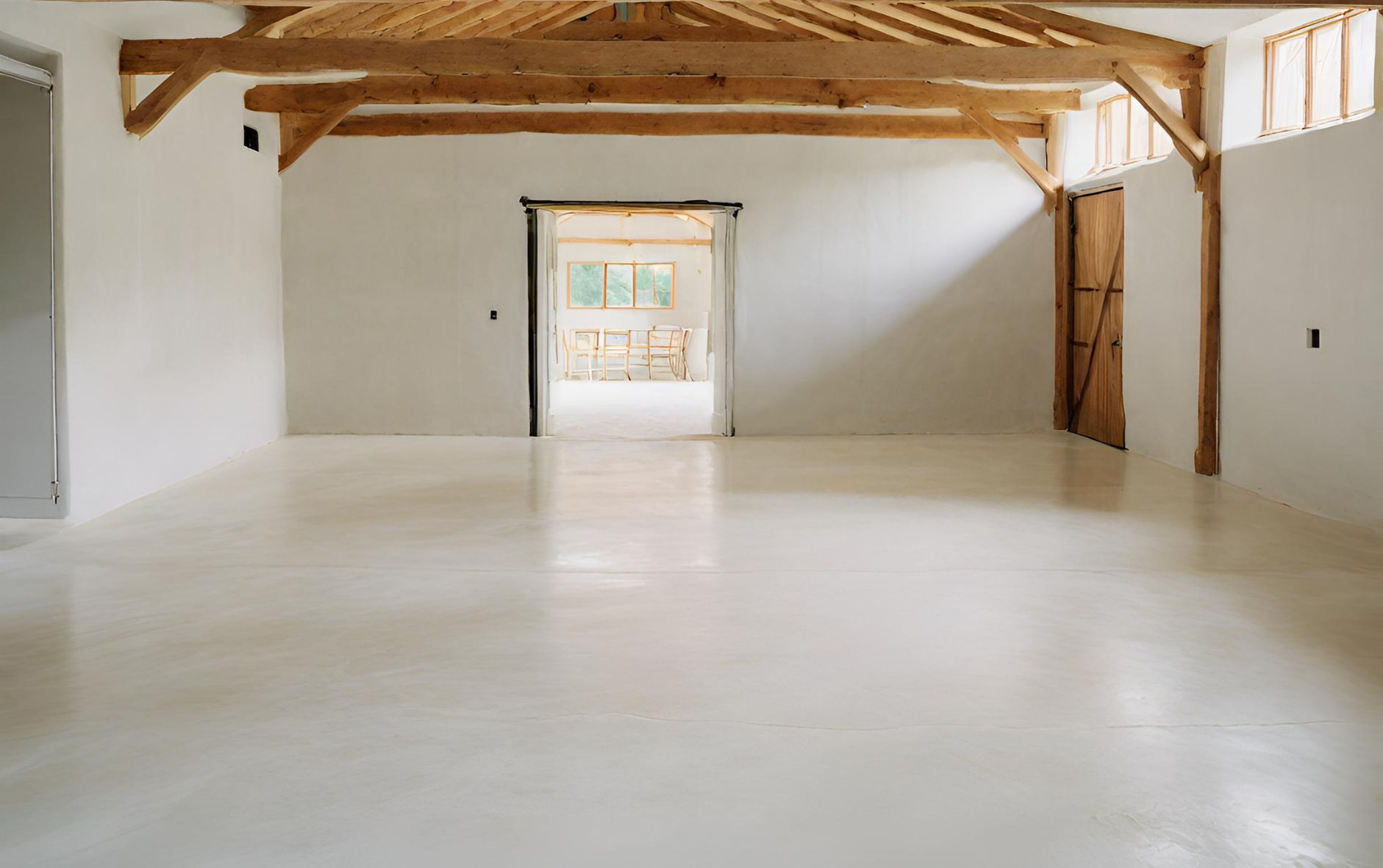 Fire resistant concrete flooring in a home.