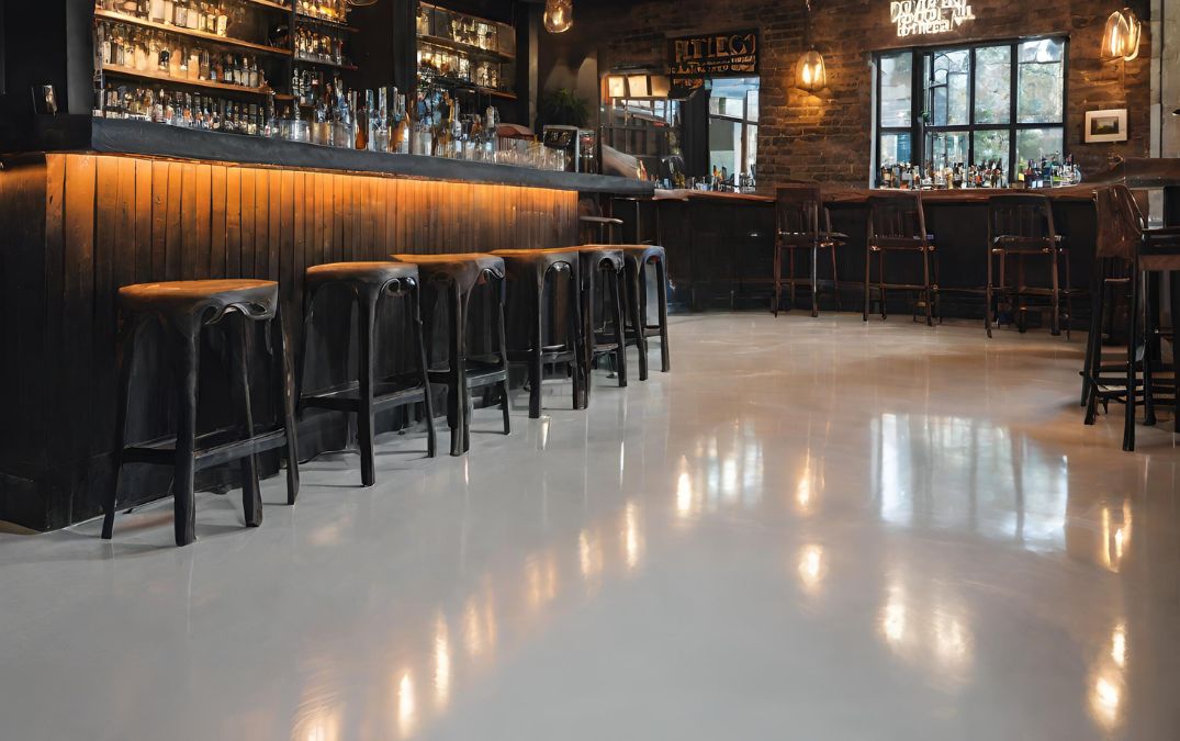 lightwash polished concrete floor for a pub in the UK