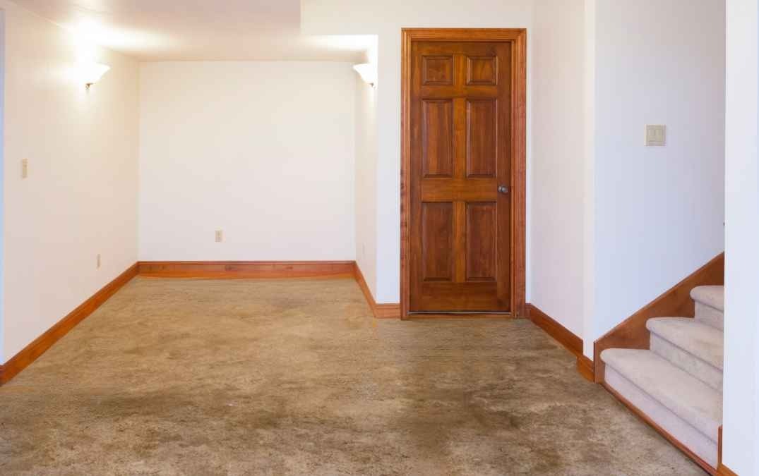 Concrete flooring in a small basement