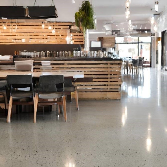 Polished concrete flooring for a restaurant in Wales