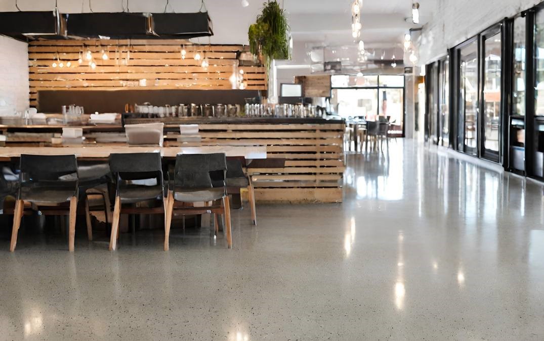 Polished concrete flooring for a restaurant in Wales