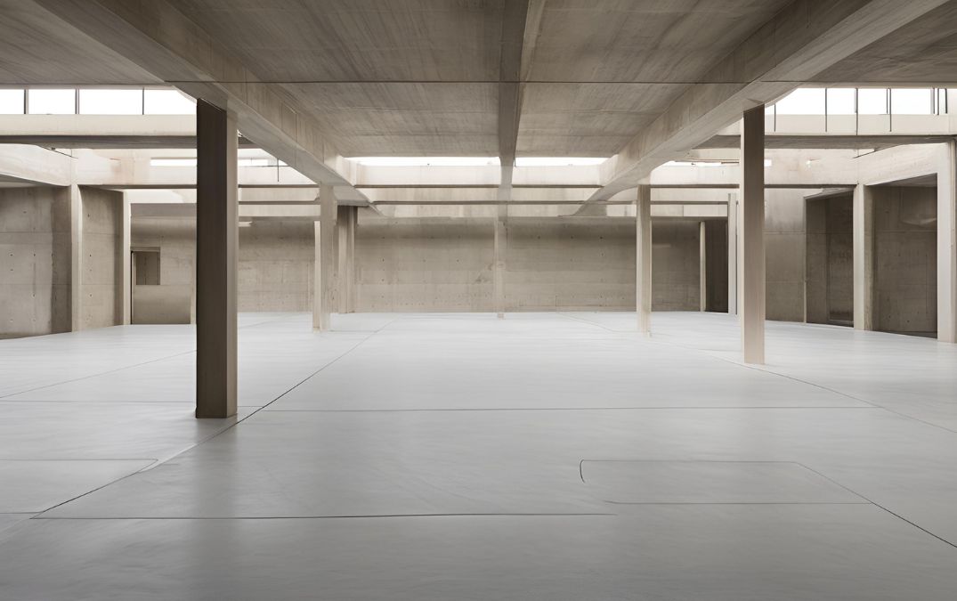 suspended concrete flooring with supporting columns