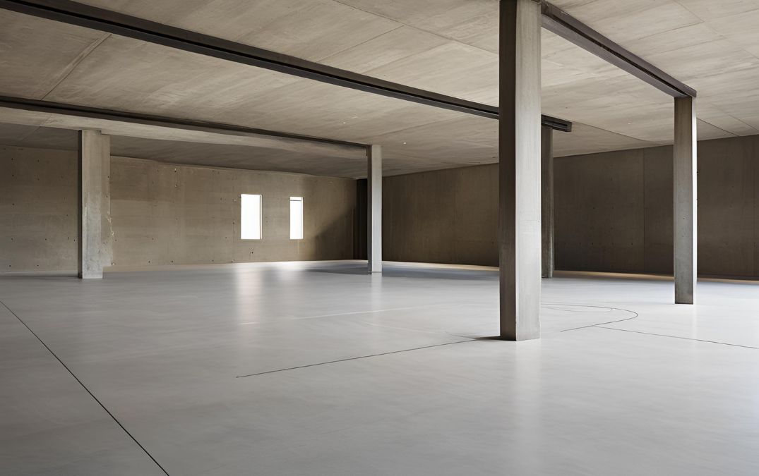 A multi-story car park with suspended concrete floors.