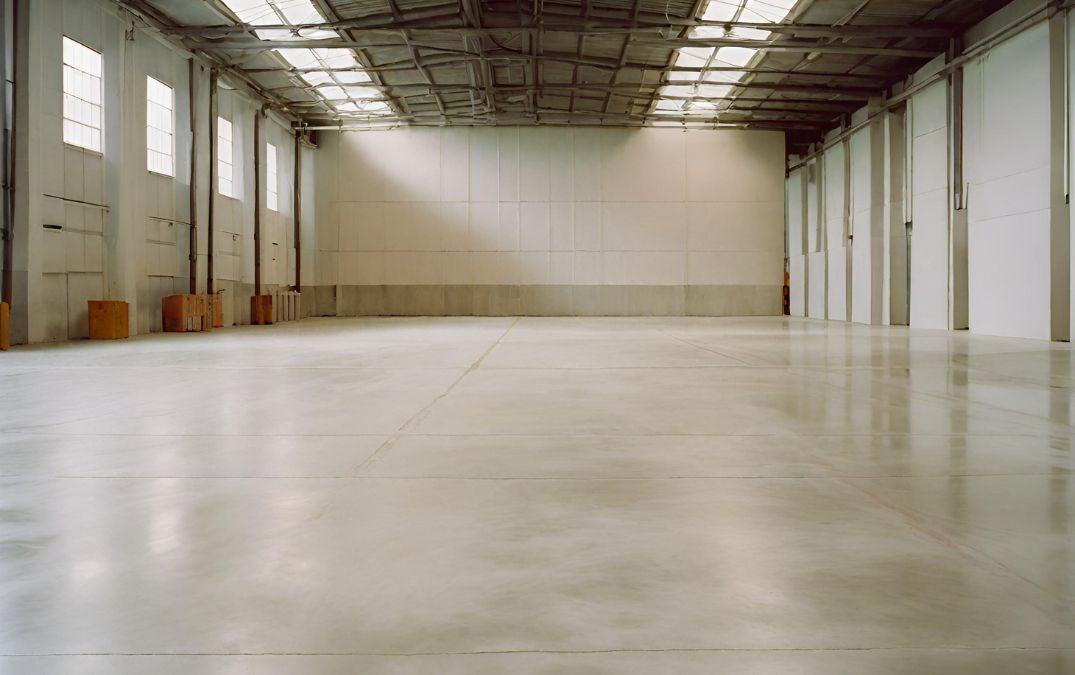 An old polished concrete floor in a warehouse