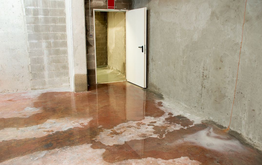 Damp concrete flooring as a result of no vapour barrier.