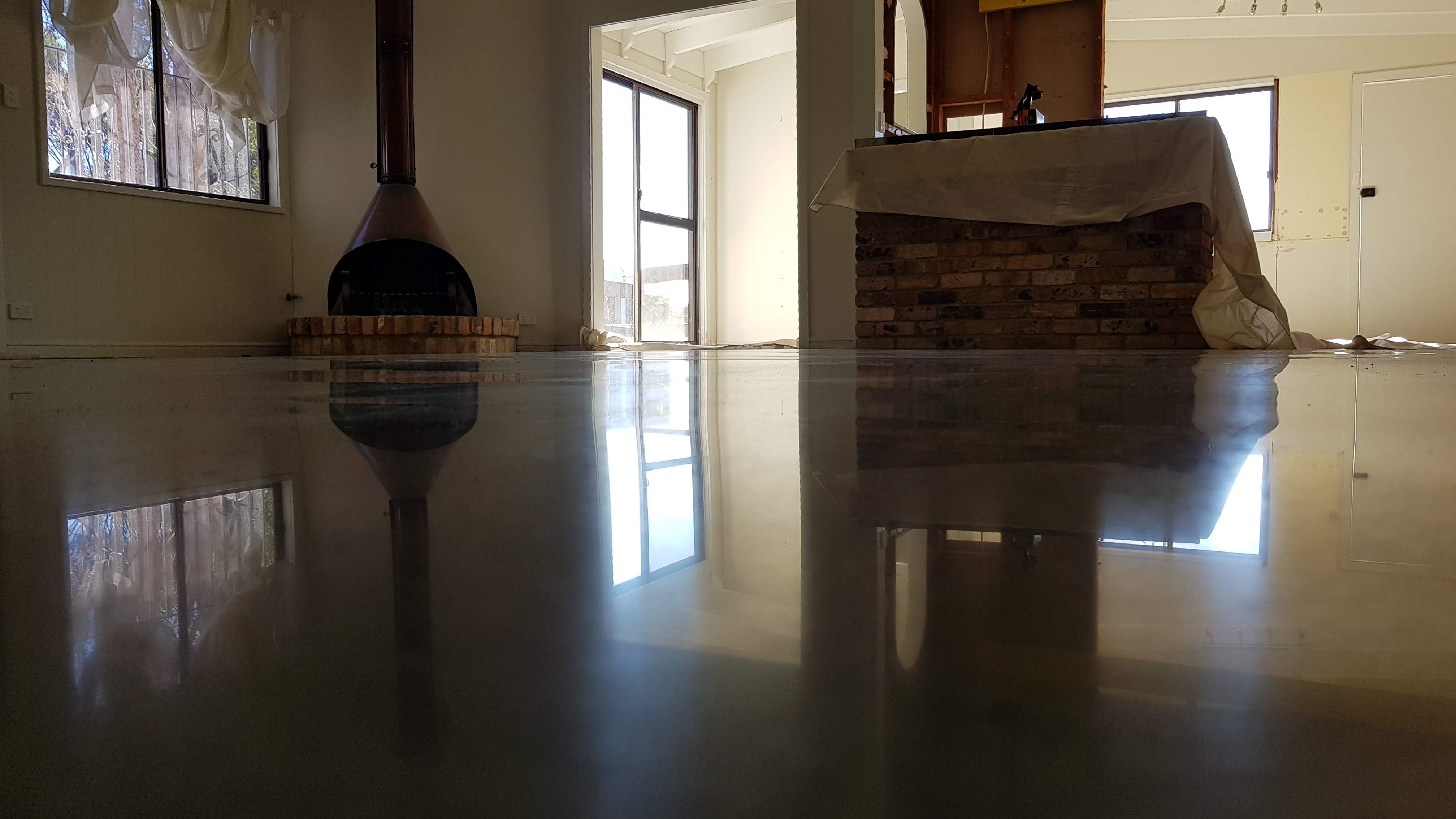 polished concrete flooring in an extension on a house