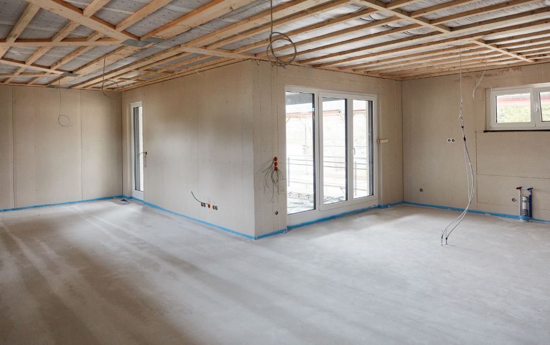 A screed finish atop of a concrete floor.