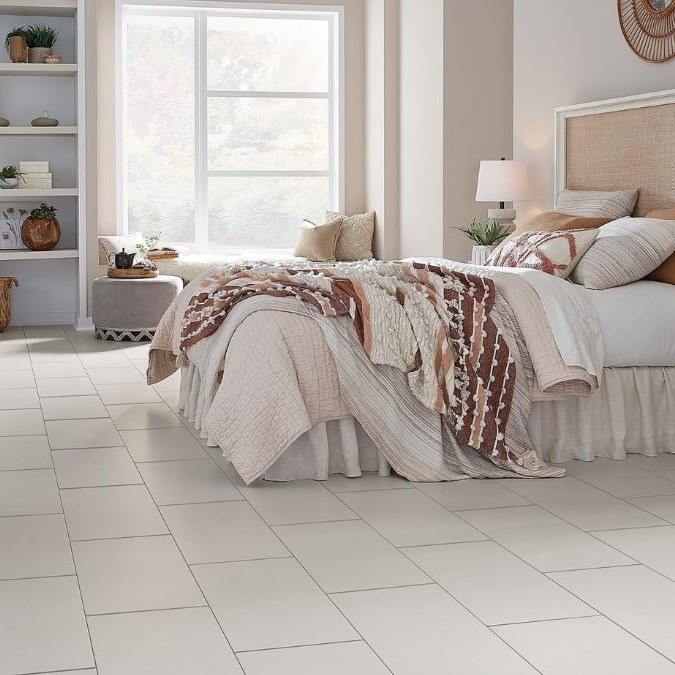 LL tile flooring in a bedroom.